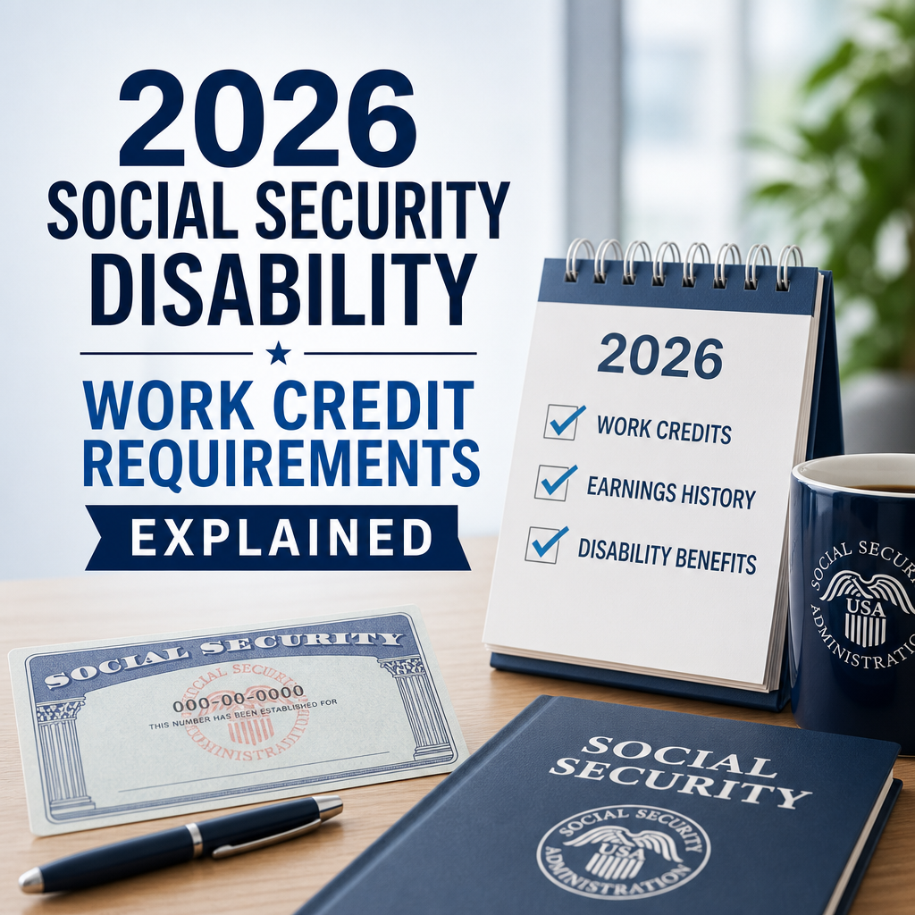 Social Security disability work credit requirements for 2026 with related documents and a checklist