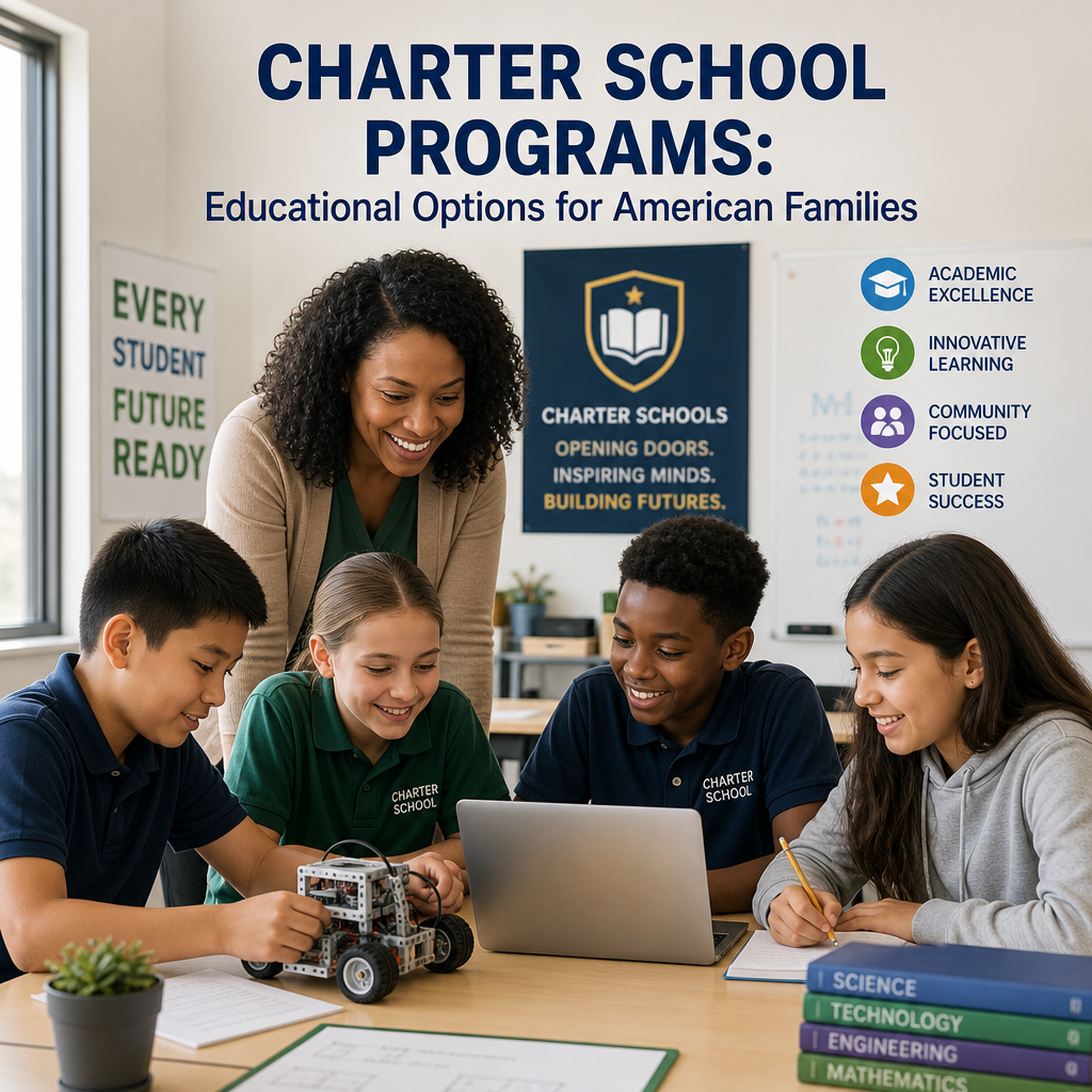 Diverse students collaborating on a charter school STEM project in a classroom