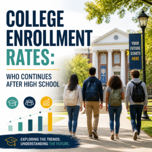 Bar chart of college enrollment rates showing trends for students continuing education after high school