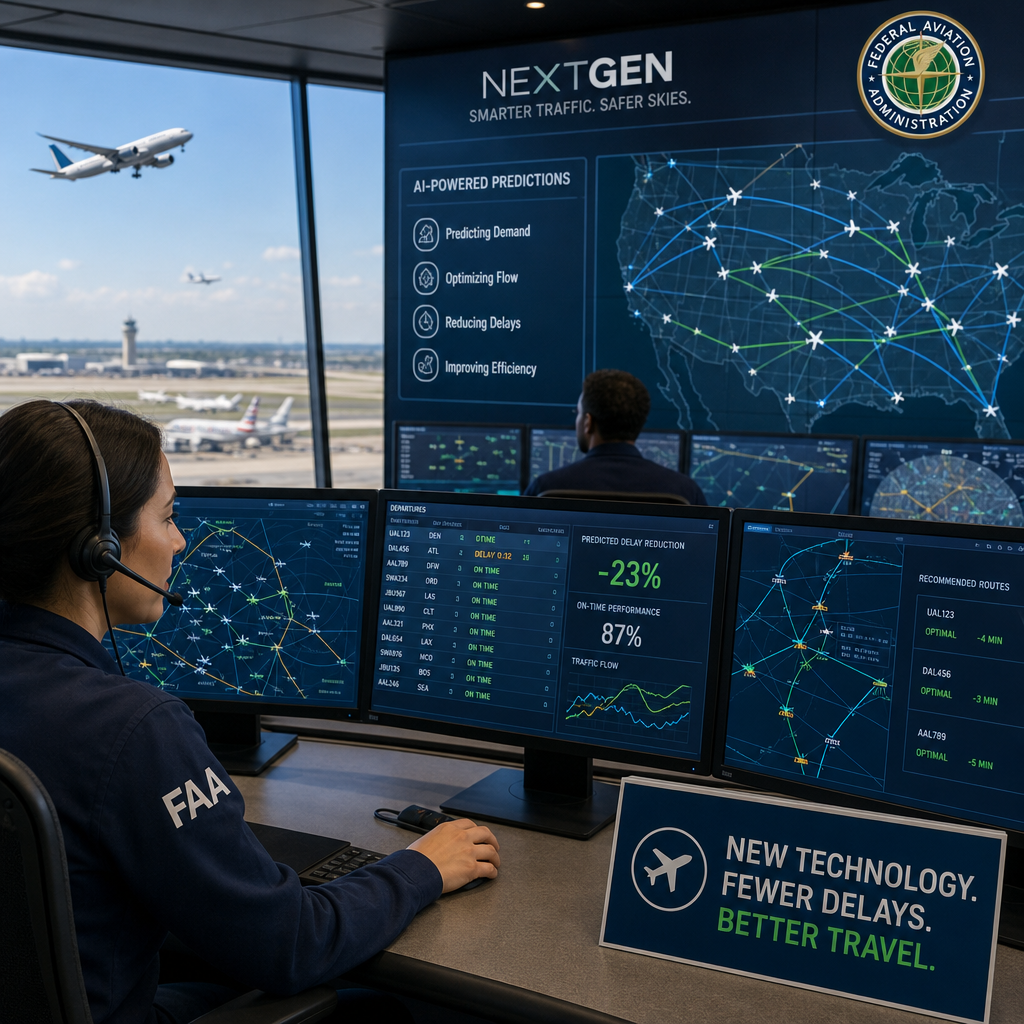 FAA air traffic control center using AI technology to reduce flight congestion and delays