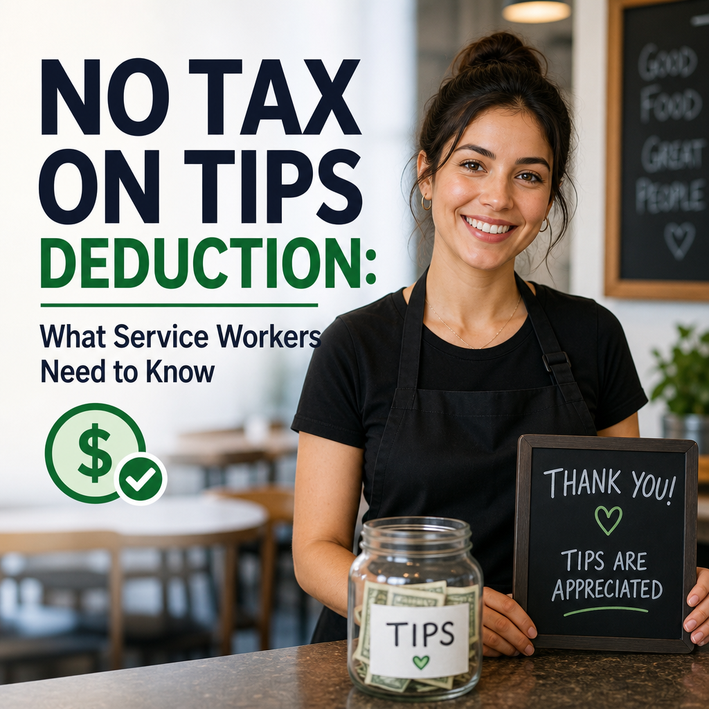Smiling waitress explaining the no tax on tips deduction for service workers