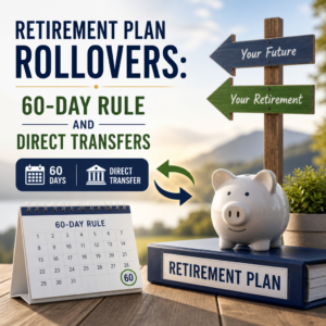 Retirement plan rollover infographic showing 60-day rule and direct transfer options for moving funds safely