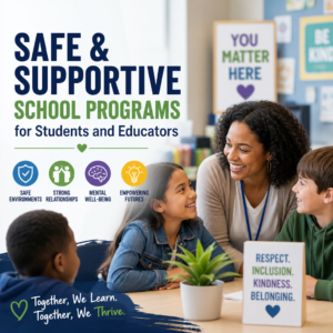 Students and educators in a classroom promoting respect, inclusion, and well-being