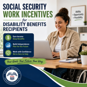 Social Security work incentives helping disability benefits recipients build income, independence, and confidence