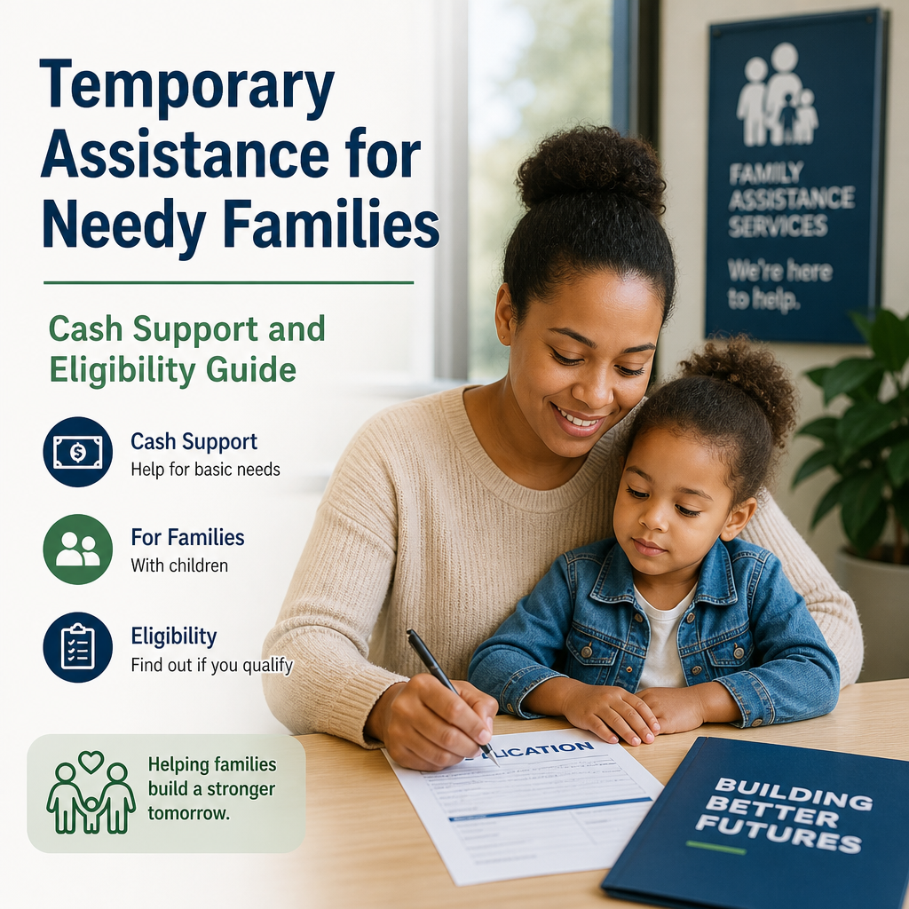 Temporary assistance for needy families information graphic with cash support and eligibility guidance