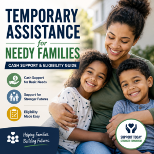 Temporary assistance program guide with cash support and eligibility information for needy families