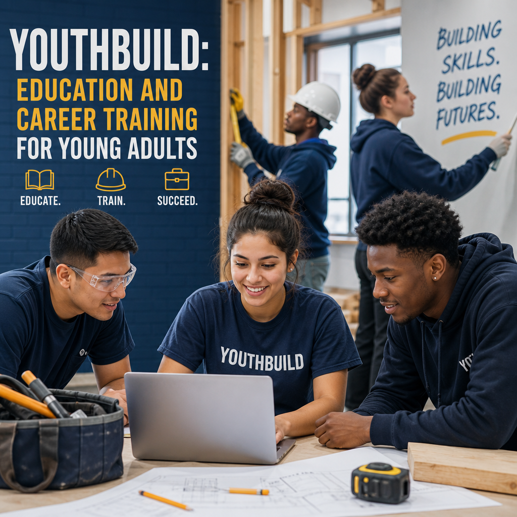 Young adults in YouthBuild program training and learning together in a hands-on classroom setting